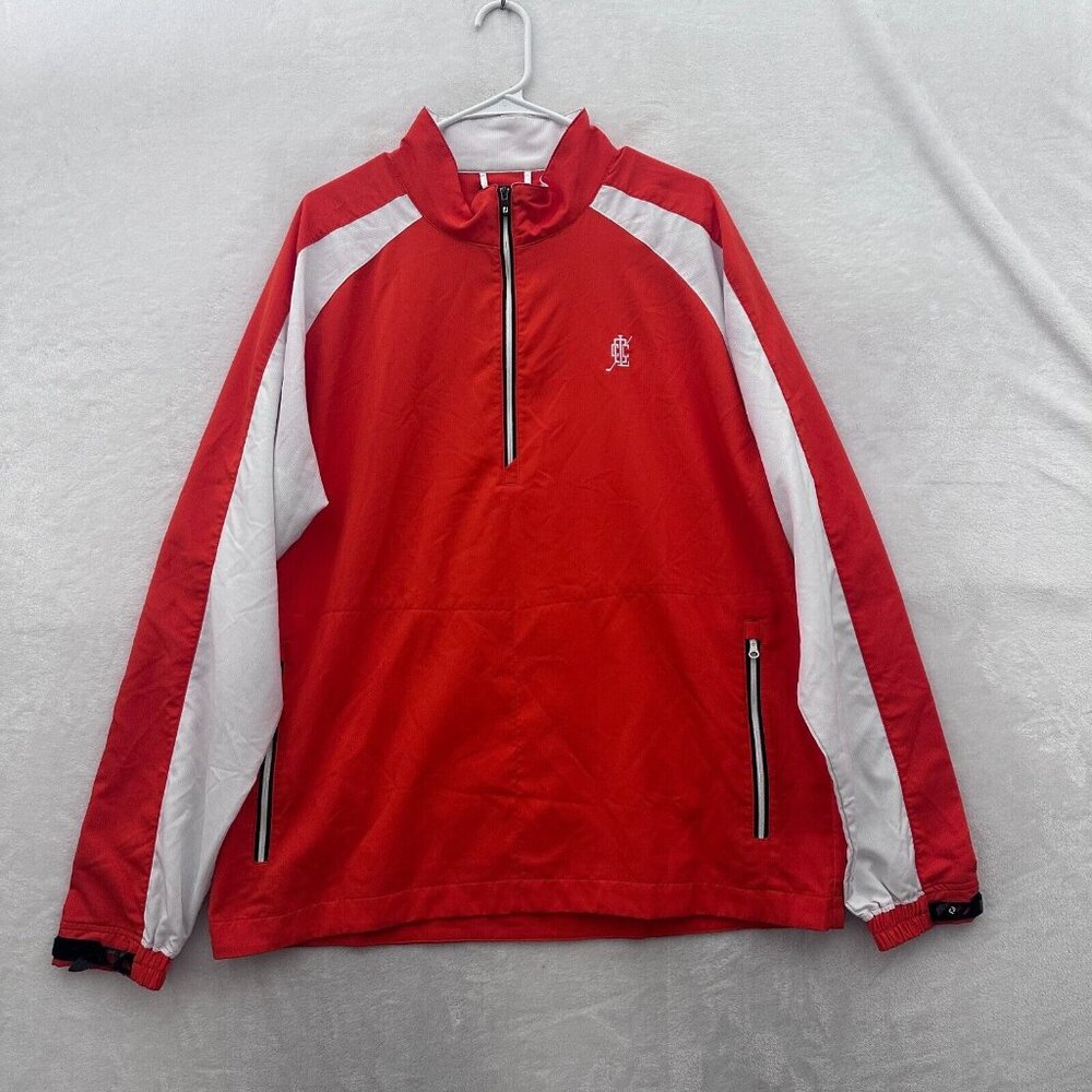 Footjoy 1/4 Zip Pullover Mens L Orange Windshirt Golf Performance Lightweight